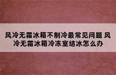 风冷无霜冰箱不制冷最常见问题 风冷无霜冰箱冷冻室结冰怎么办